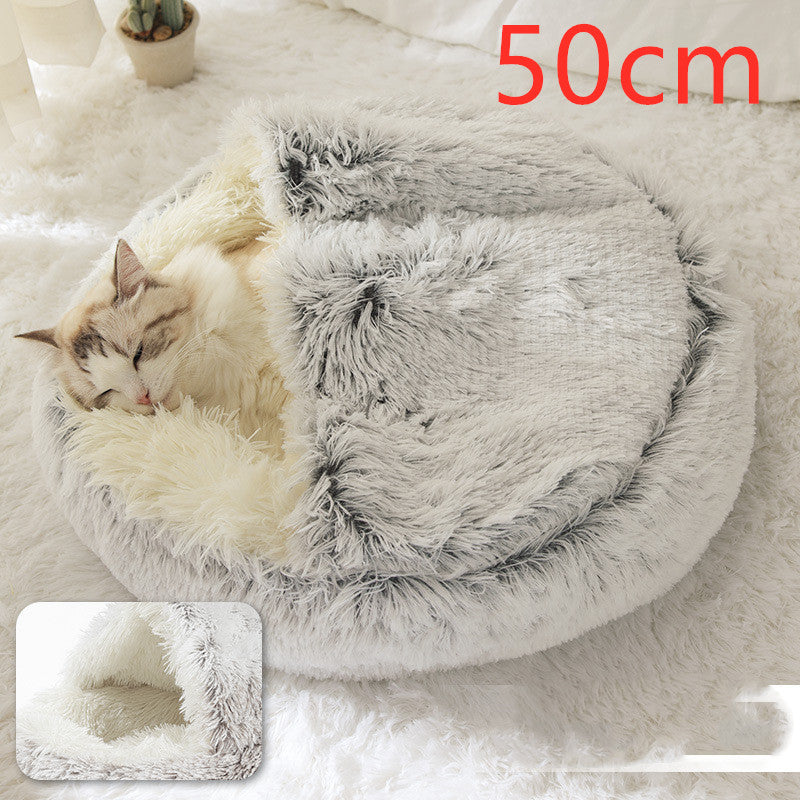 2 In 1 Dog And Cat Soft Long Plush Bed
