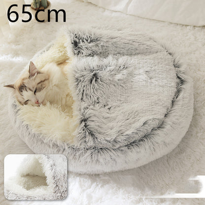 2 In 1 Dog And Cat Soft Long Plush Bed