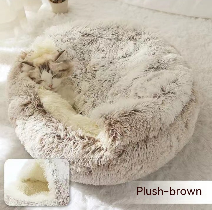 2 In 1 Dog And Cat Soft Long Plush Bed