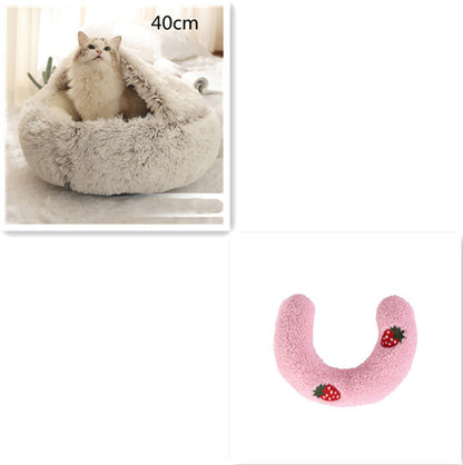 2 In 1 Dog And Cat Soft Long Plush Bed